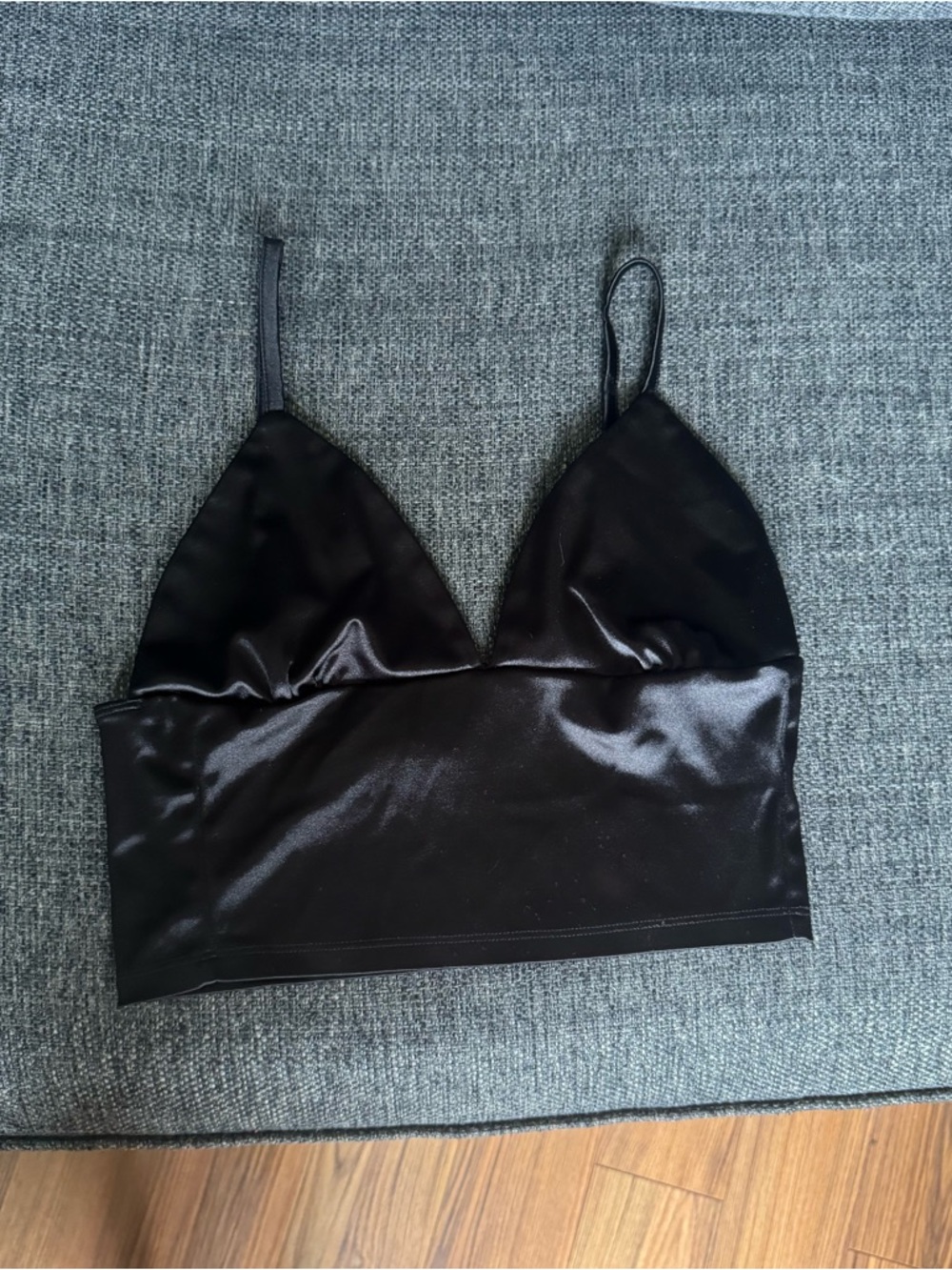Wet Seal Black Satin Crop Bralette